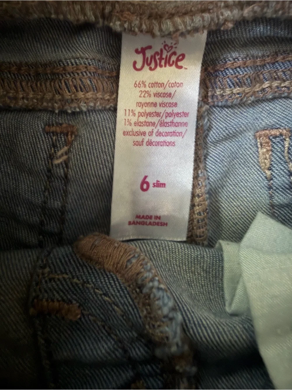 Justice - Girl’s Light Blue Denim Shorts with Gray Knit Waistband and Drawstring